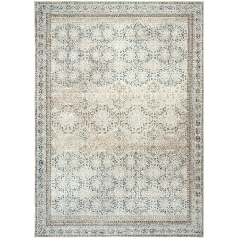 Tapis de salon à motif floral oriental Fillender, Rectangle de 5 pi x 8 pi