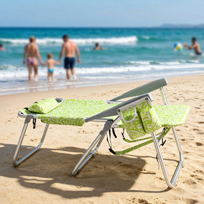 Chaise de plage inclinable en aluminium 15 po H 5 po avec sac isotherme et porte-gobelet