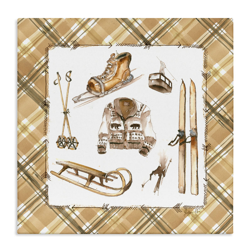 «Winter Sports on Tartan», art mural sur toile par Geoff Allen, H 24 po x l 24 po