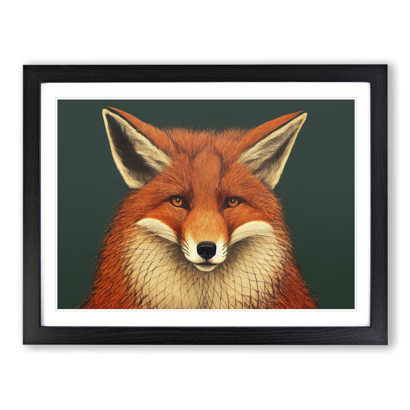 Hopeful Fox - Single Picture Frame Print, Black, 25cm H x 34cm W x 2cm D