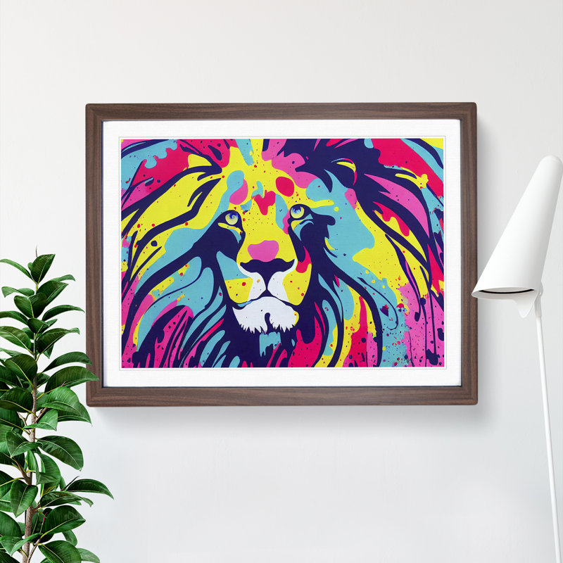Splashed Lion Vol.4 Abstract - Framed Print, Walnut, 25cm H x 34cm W x 2cm D