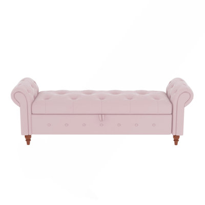 Bed Bench Pink Velvet