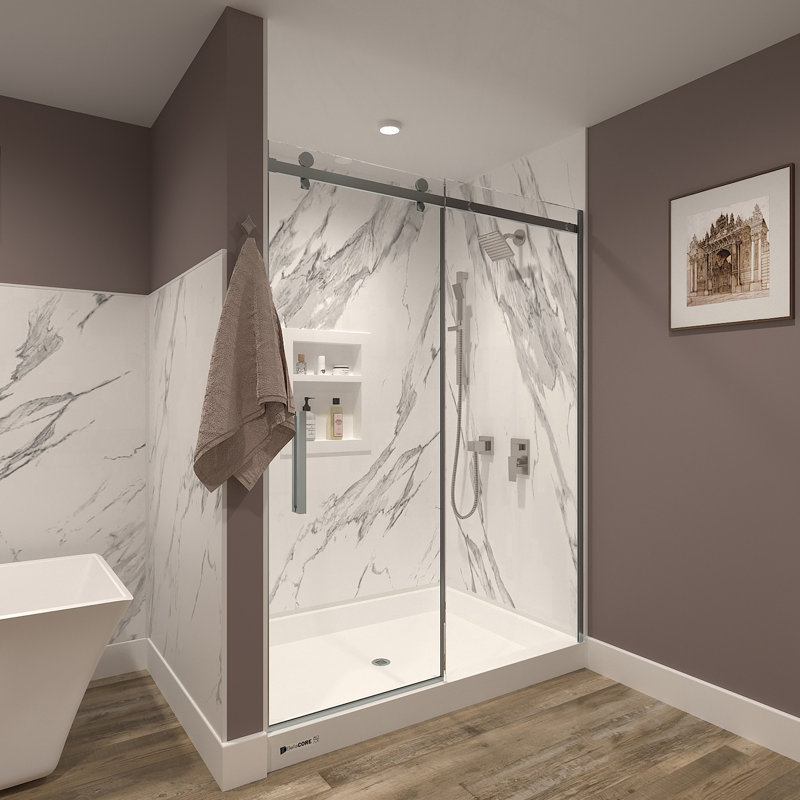 42 - Center Drain - Single Threshold - Acrylic Shower Base