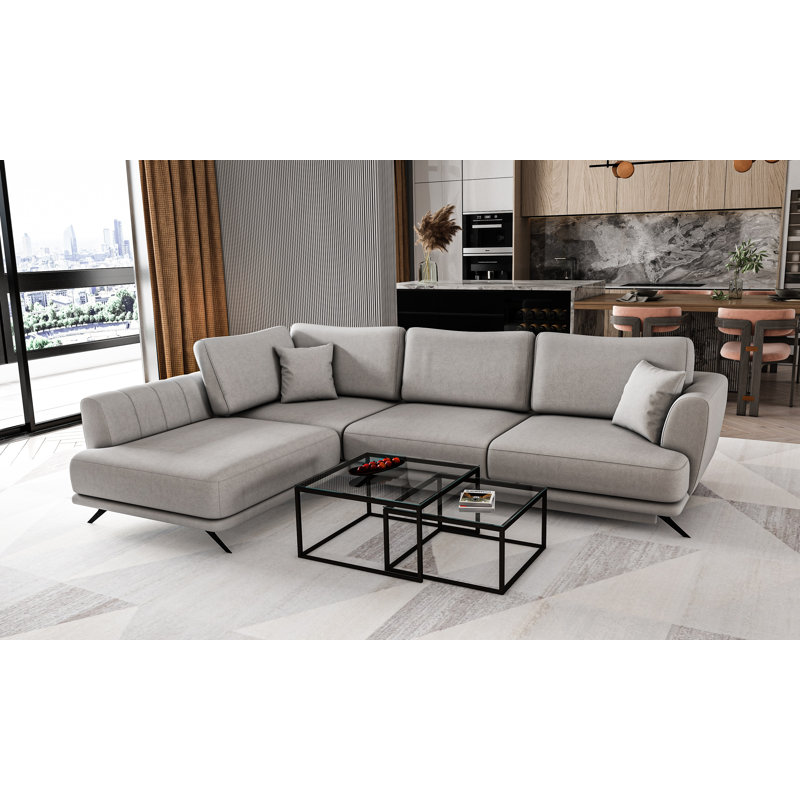 Agurne 3 Seater Velvet Sofa Bed, Light Grey