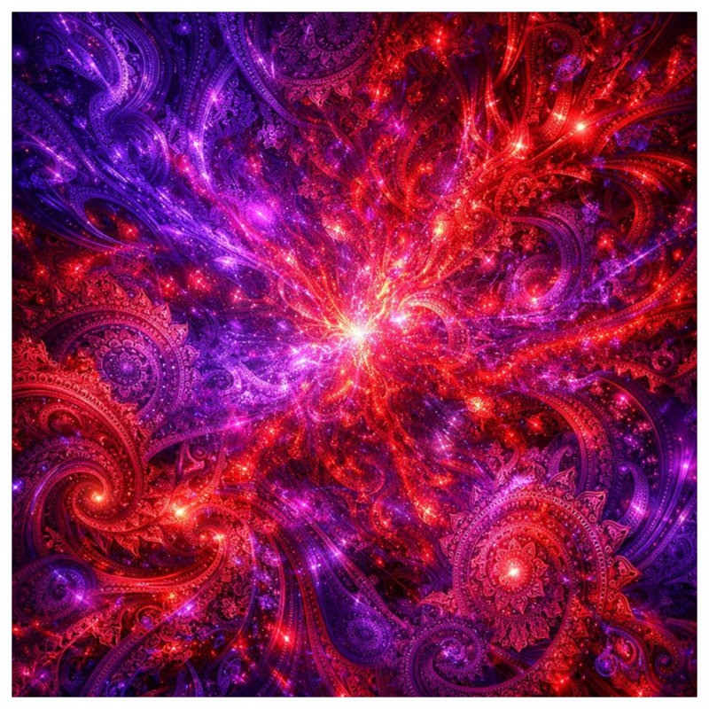 Rideaux de douche rouge mauve très fractal, 70in W x 72in H