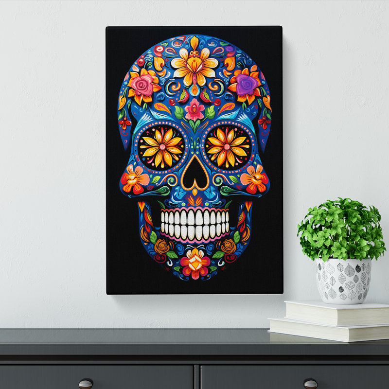 Sugar Skull Orphism Art - Wrapped Canvas, 50cm H x 35cm W x 3cm D