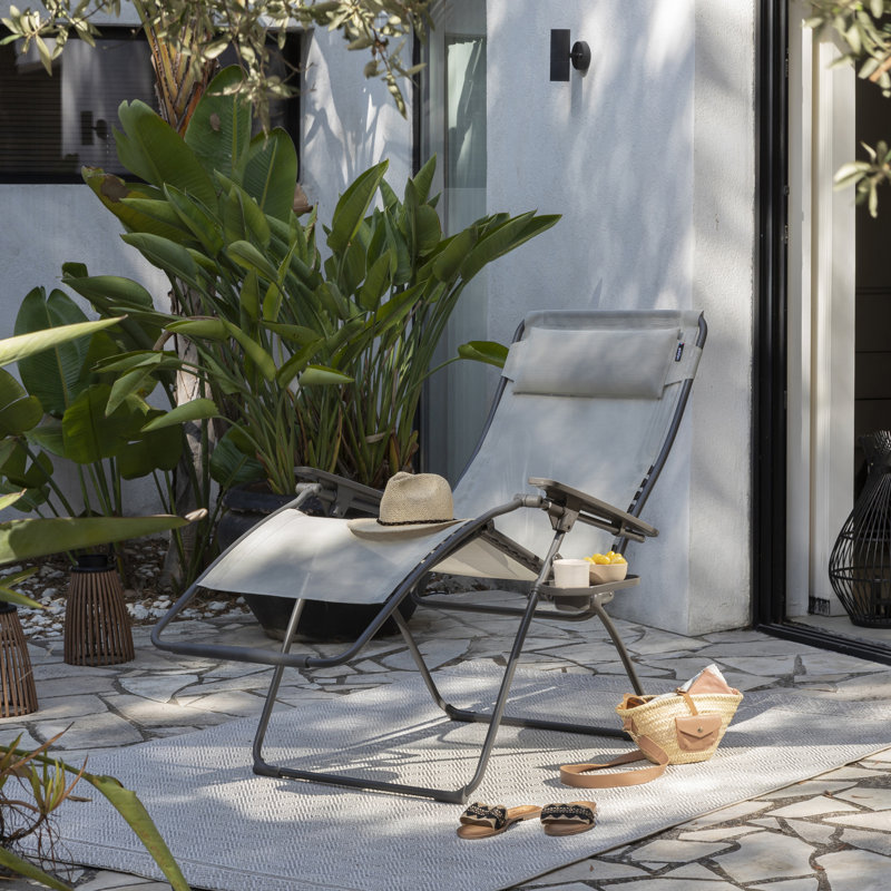 Lafuma Futura XL Zero Gravity Chair - Extra Large Outdoor Folding Recliner & Patio Lounger, Gray