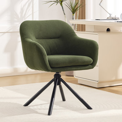 Modern Swivel Upholstered Home Office Task Chair With Solid Metal Base