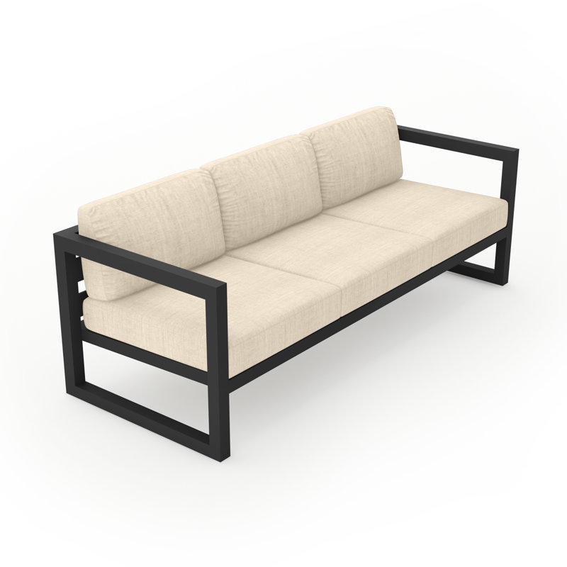 Avion Patio Sofa with Sunbrella Cushions, Canvas Charcoal Sunbrella® Canvas, Black