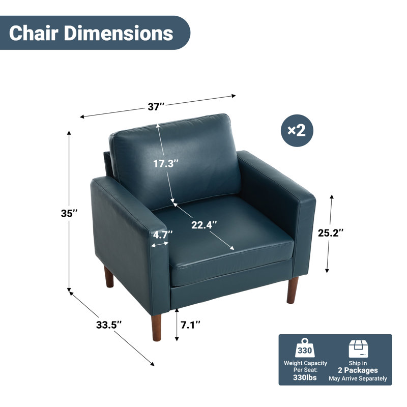Fauteuil d'appoint 37 po en similicuir 37 po, Similicuir bleu