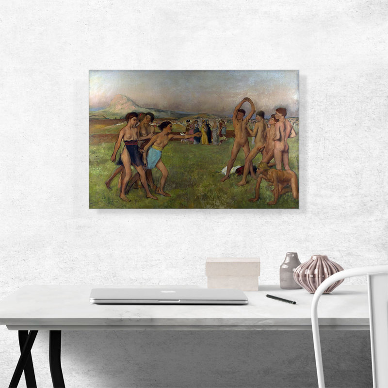 «Young Spartans 1860» par Edgar Degas - peinture sur toile tendue, H 18 po x l 26 po x P 0,75 po