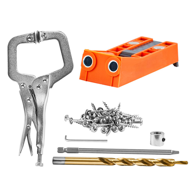 WFX Utility™ Pocket Hole Jig, 56 Pcs Mini Jig Pocket Hole System with 9" C-clamp, Step Drill, Wrench