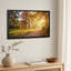 Sentier de forêt ensoleillé d'automne avec des feuilles oranges - Tableau sur toile-1215095991