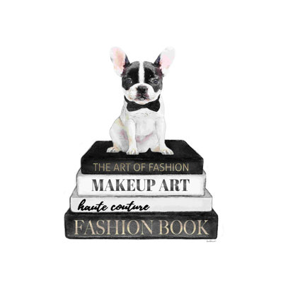 " B&W Frenchie Bookstack "