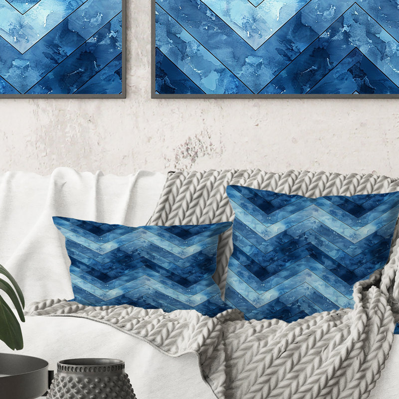 Motif lombaire moderne à motif de chevrons bleus III