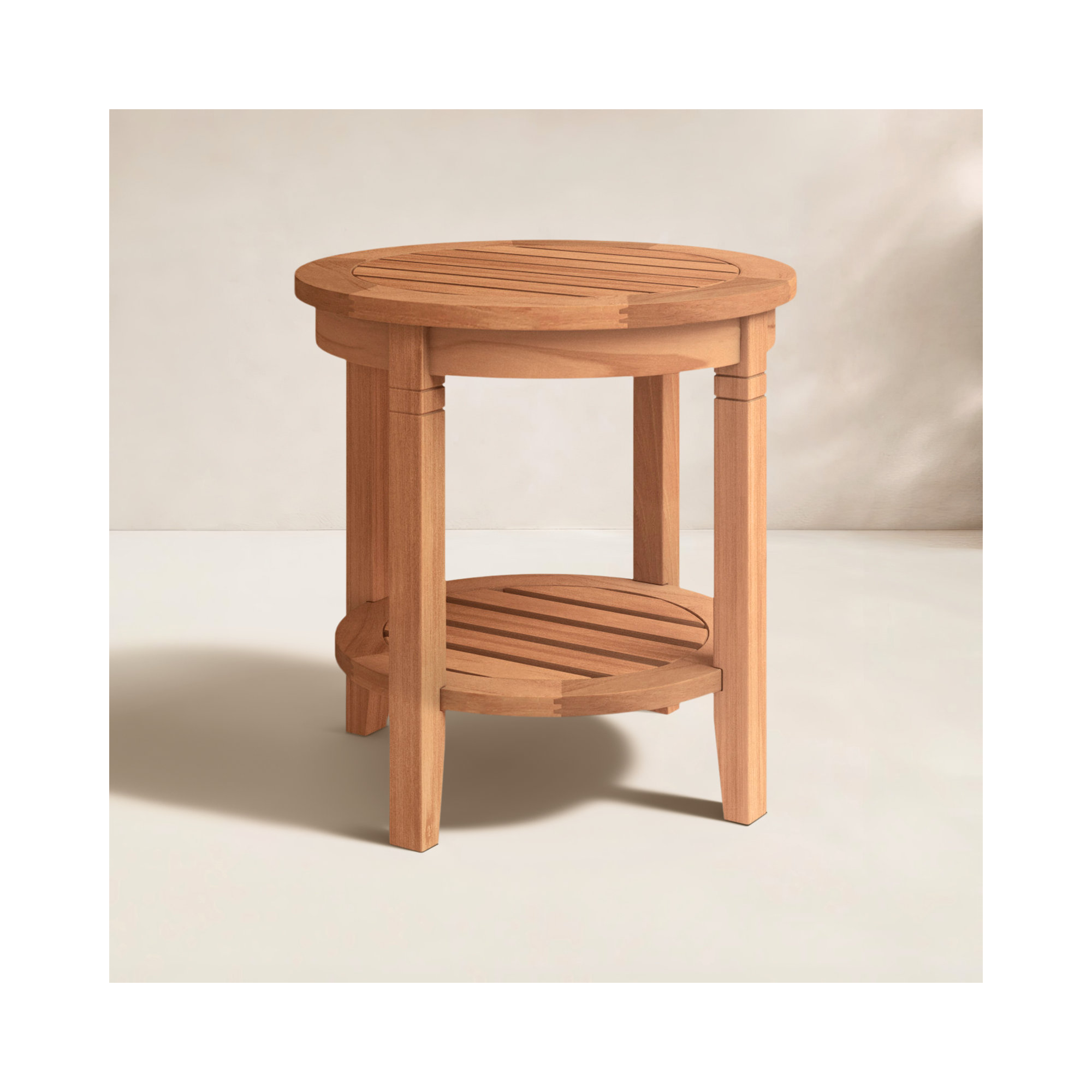 Colden Teak Outdoor Side Table, Natural Teak, 18"