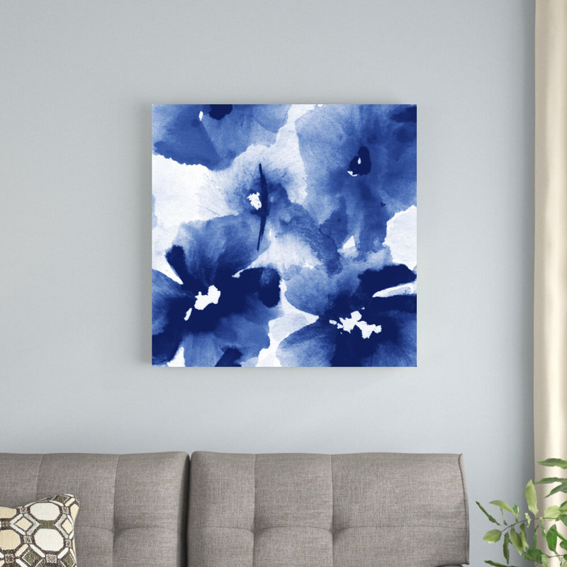 Aquarelle de fleurs bleu marine - impression, H 30 po x l 30 po