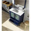Meuble-lavabo bleu marine 30 po X P 18,25 po D, plateau en céramique blanche, ensemble de robinet et Miroir-743239047