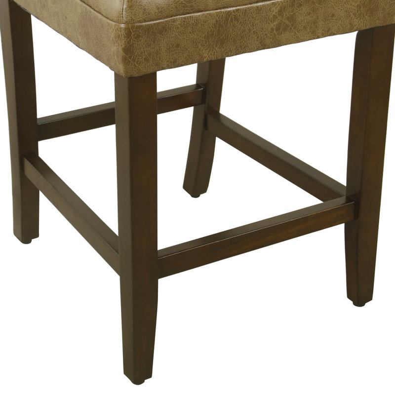 Tabouret de comptoir 24 po Taib, Similicuir brun clair