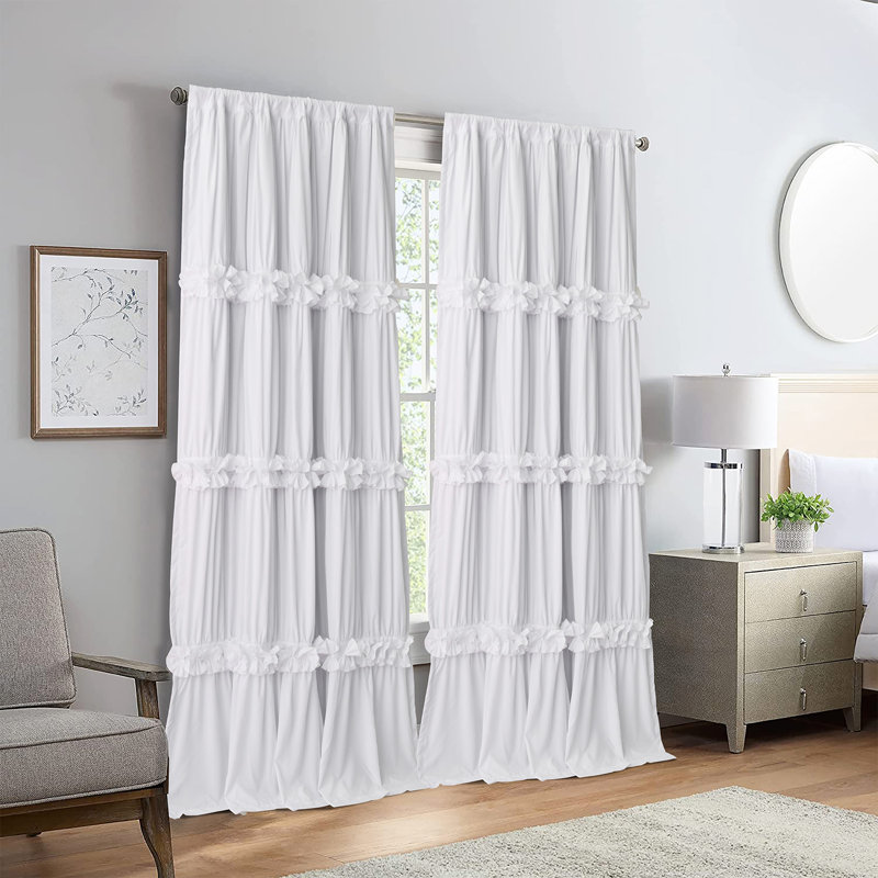 Room Darkening Curtain Pair, White, 54"W x 84"L