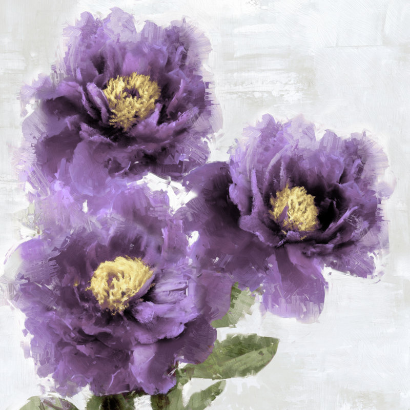 Purple Florals 1 - Wrapped Canvas Painting,  51cm H x 51cm W 