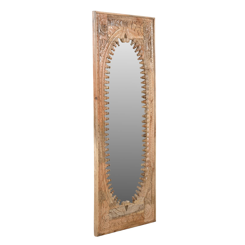 Kiara Mirror In Natural Finished Traditional Handcarved Solid Wood