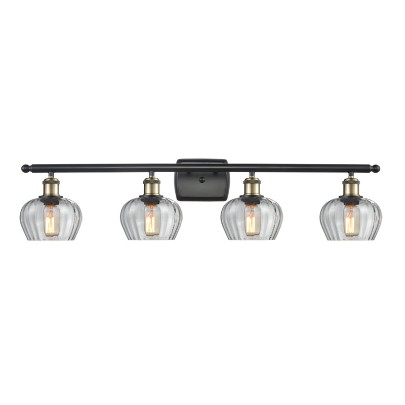 Éclairage de salle de bain à intensité variable 4 lumières Lyman, Ampoule DEL 6 watts Vinage, Laiton antique noir