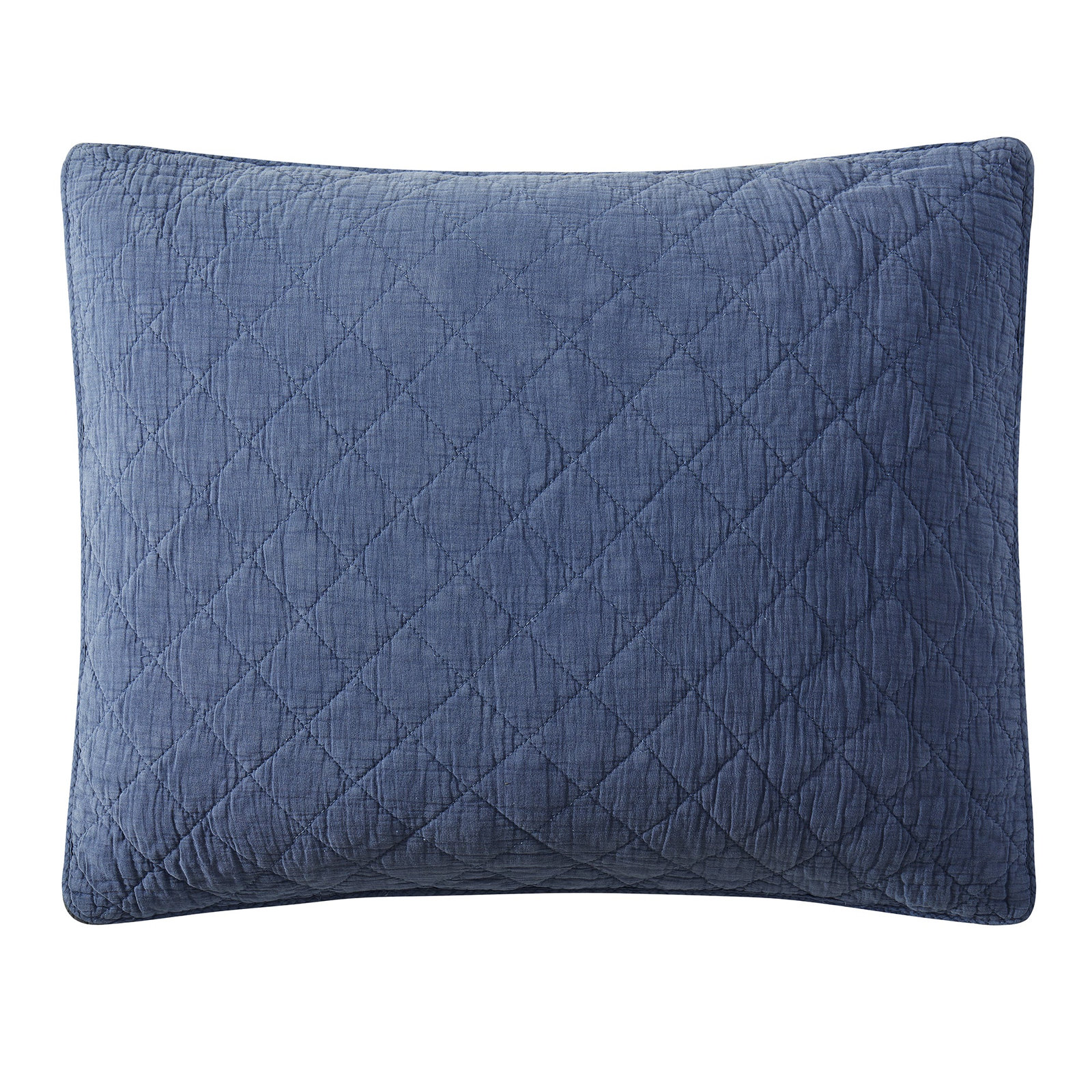 Bostwick Stonewashed Cotton Gauze Solid Color Classic Casual Modern Rustic Pillow Sham, King, French Blue