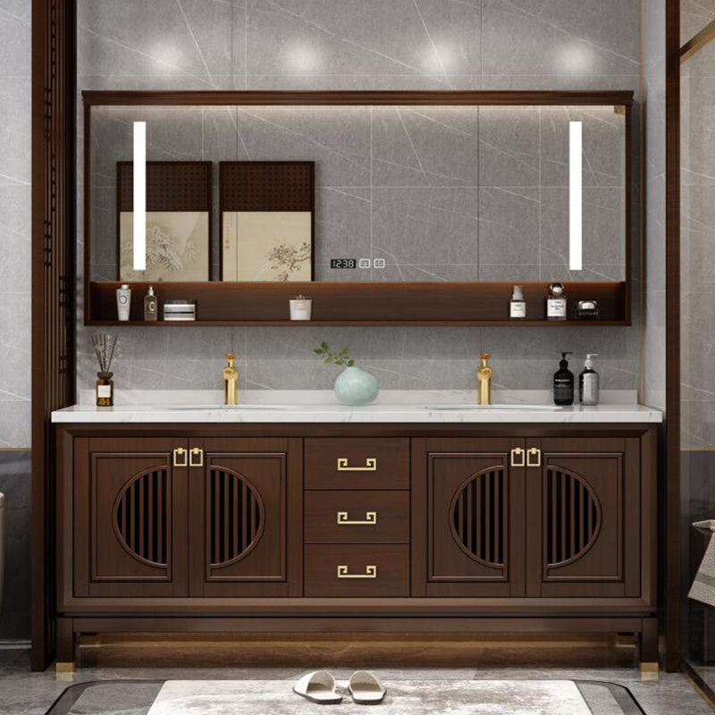 Chinese-style luxurious bathroom Vanity, 78.7"