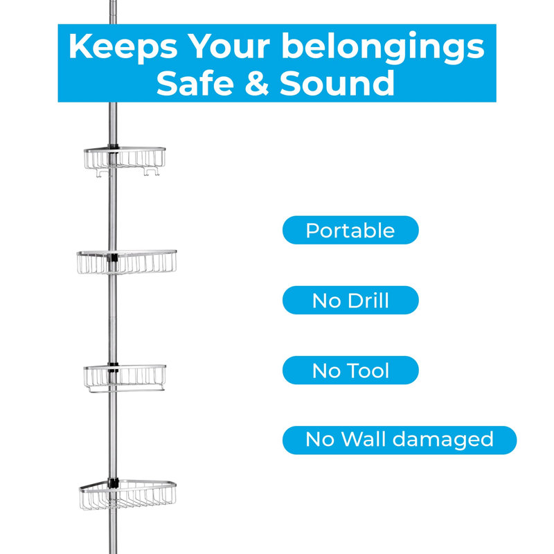 Loudon Tension Pole Stainless Steel Shower Caddy