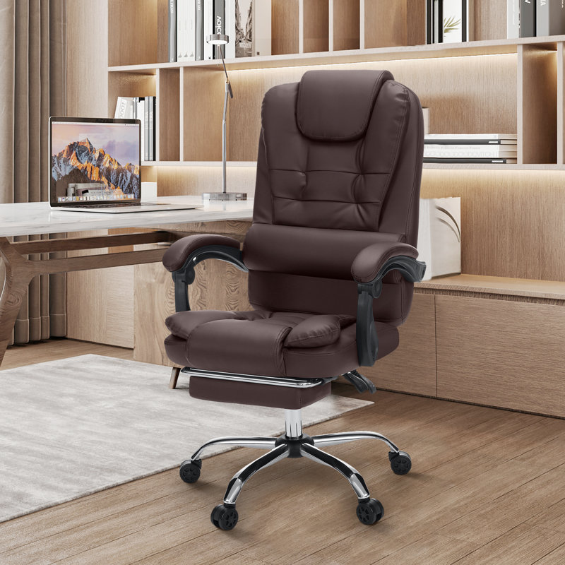 Fauteuil de bureau ergonomique avec repose-pieds Markisha, Brun