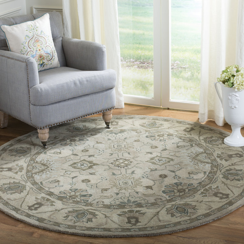 Caresse Hand Tufted Wool Pile Southwestern Rug, Round 6'