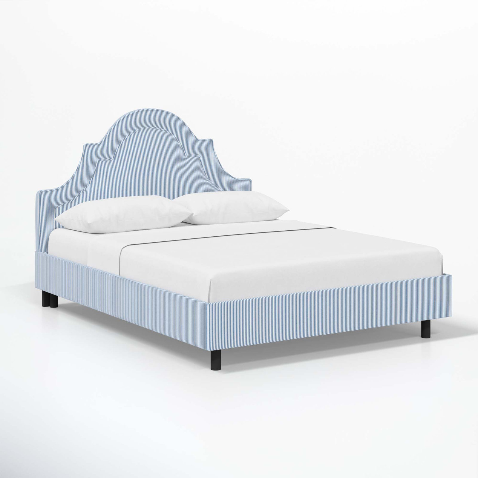 Knipe Cotton Upholstered Bed, Full, Prep Stripe Blue