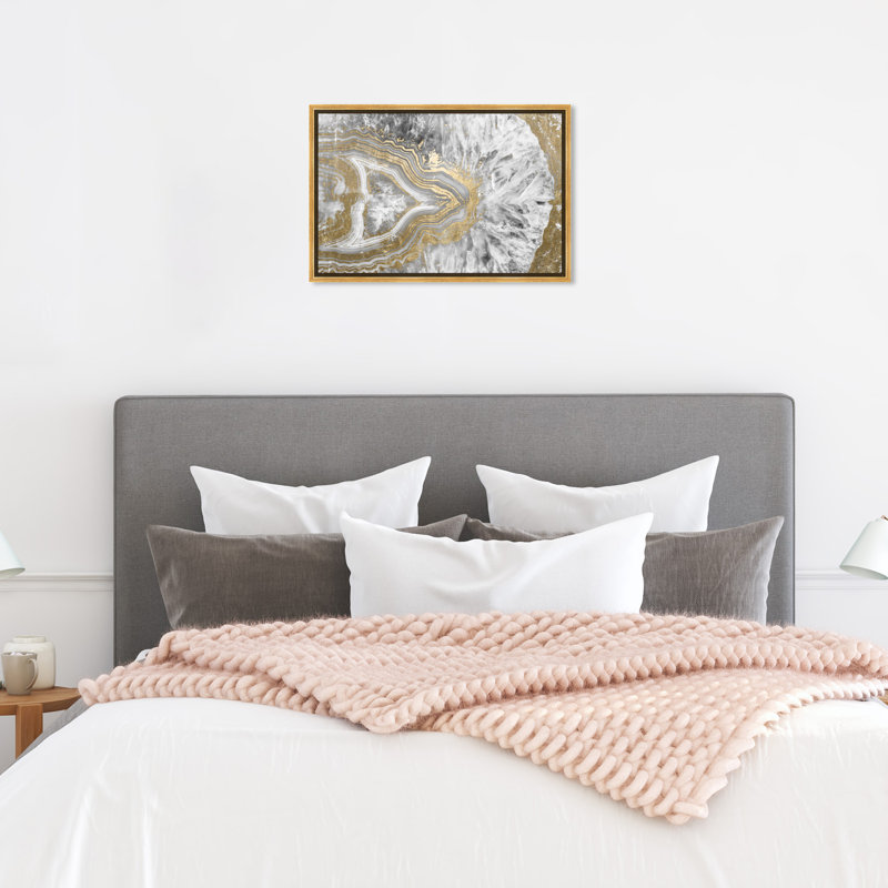 Agate Geode Crystal - Impression sur toile, H 16 po x l 24 po, Cadre doré