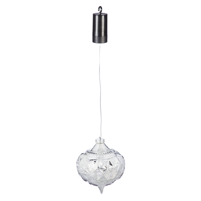 Luminaire suspendu d'extérieur à DEL Ayvree, Argent, 7,87 po x 7,87 po x 7,87 po