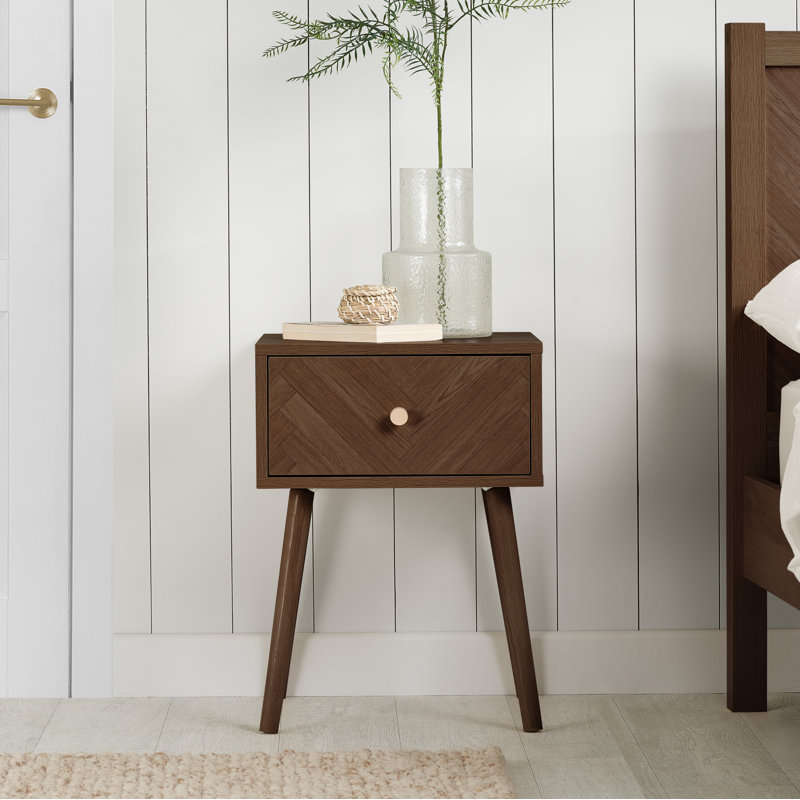 Mardell 40cm W Particle Board Bedside Table, Walnut