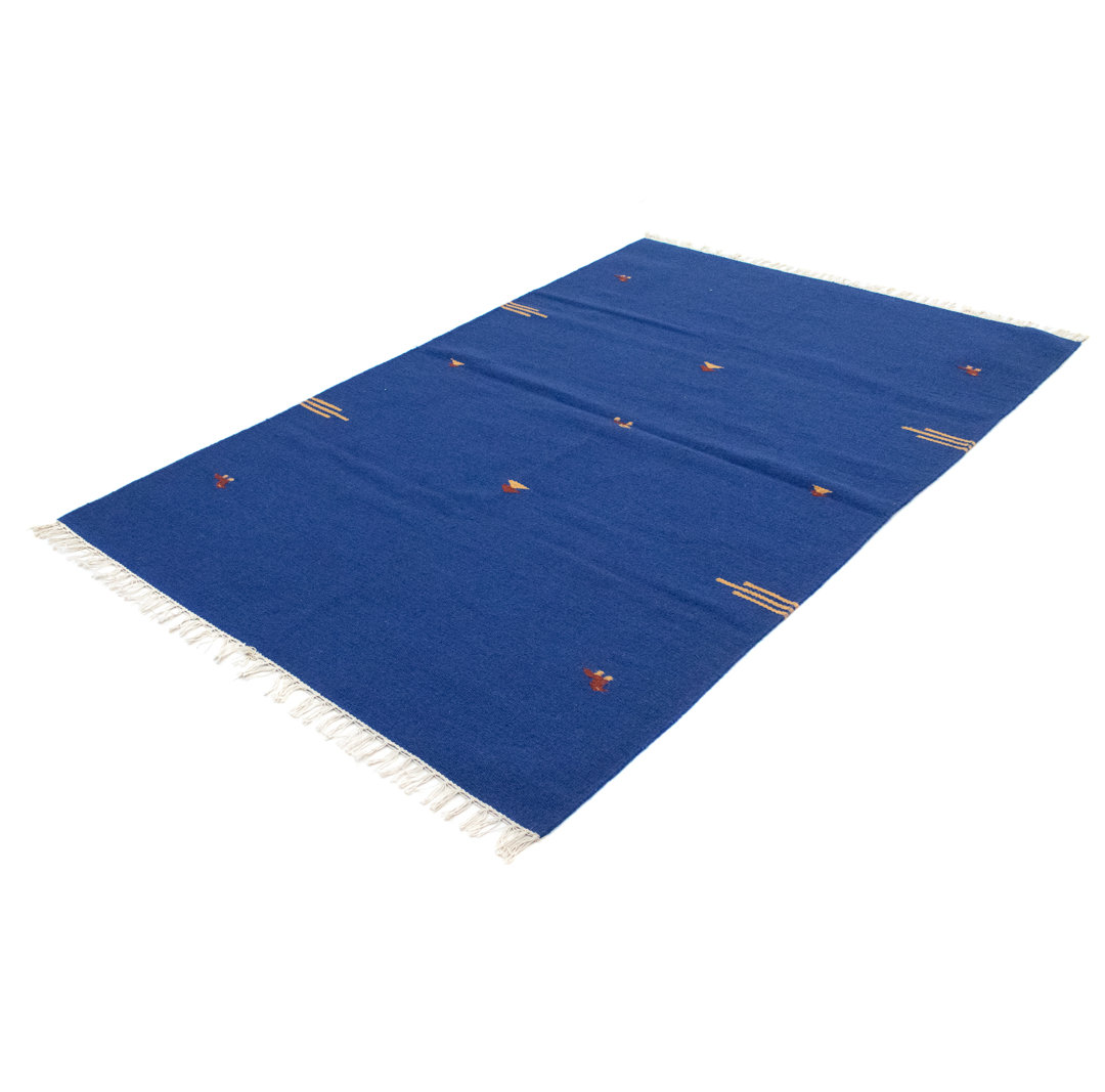 Handmade Kilim Wool Blue Indoor/Outdoor Rug