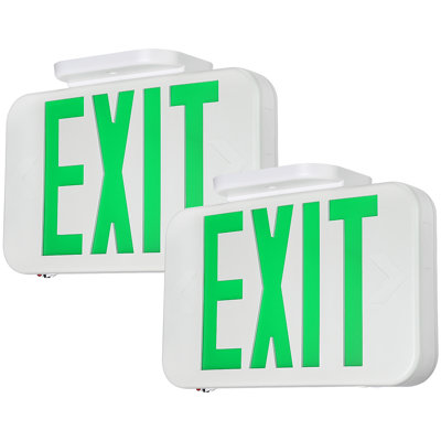 LED Exit Emergency Sign Light, Double Face, Battery Backup, Damp Location, AC 120V/227V