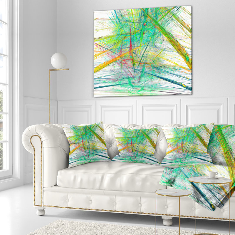 Motif fractal magique - coussin abstrait imprimé, 16 po x 1 po, Coussin décoratif, Vert