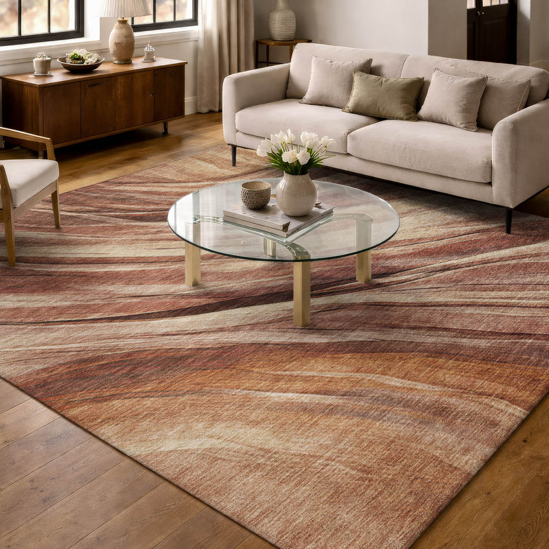 Tapis tourbillon intérieur / extérieur lavable à la machine ACN2871, Paprika, 9 pi x 12 pi