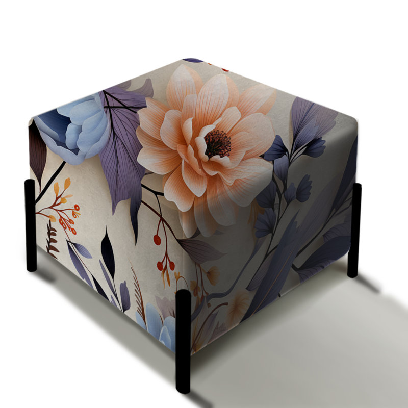 Symphonie délicate à fleurs - repose-pieds carré floral