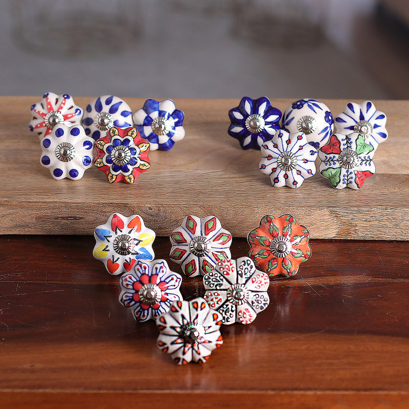 Novica Handmade Assorted Splendor Ceramic Knobs