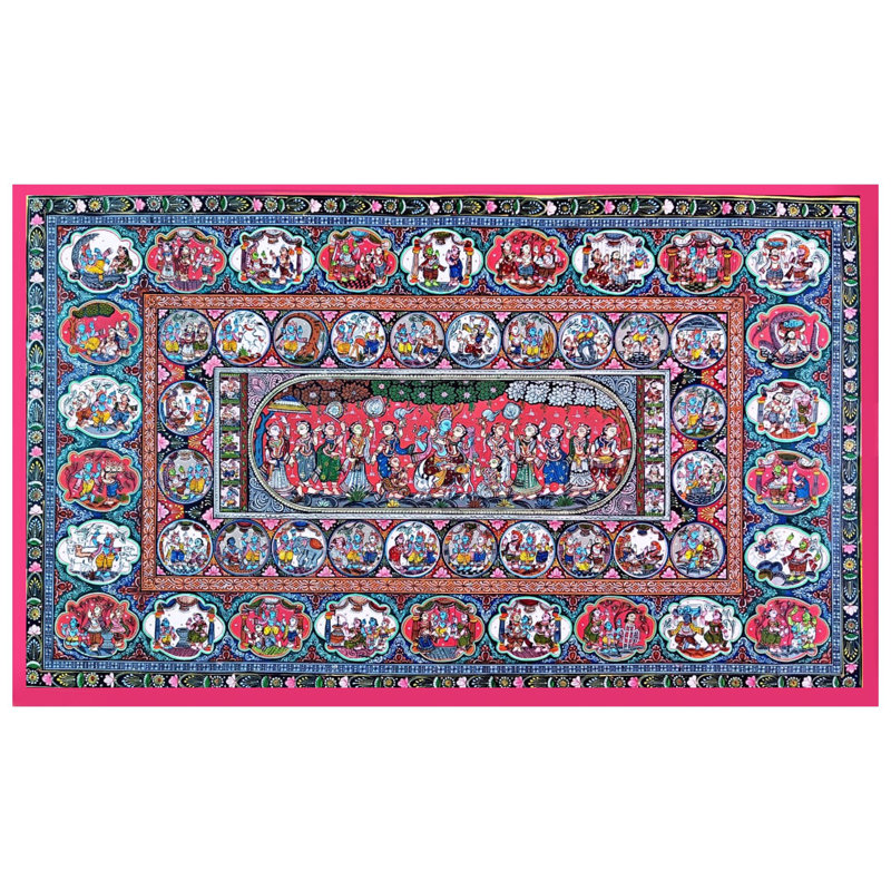 Œuvre d'art miniature de Krishna Leela | Couleurs naturelles sur toile | Par Sachikant