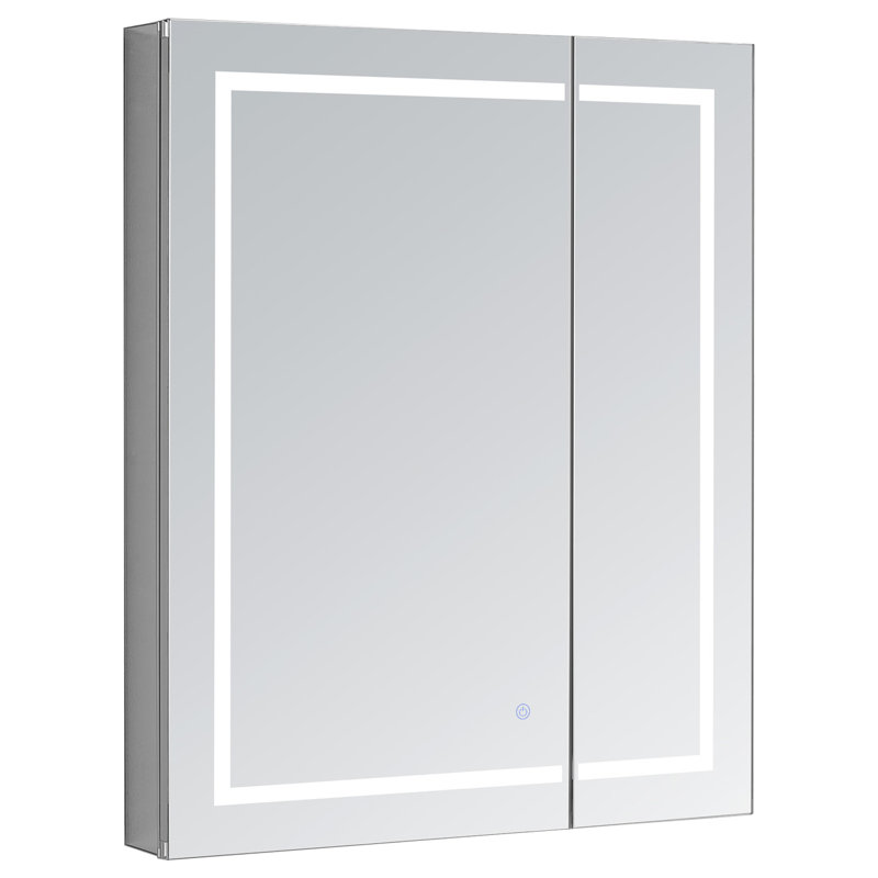 Armoire à pharmacie à DEL avec désembueur, gradateur, miroir grossissant à DEL réglable 3X, prises électriques Colbey