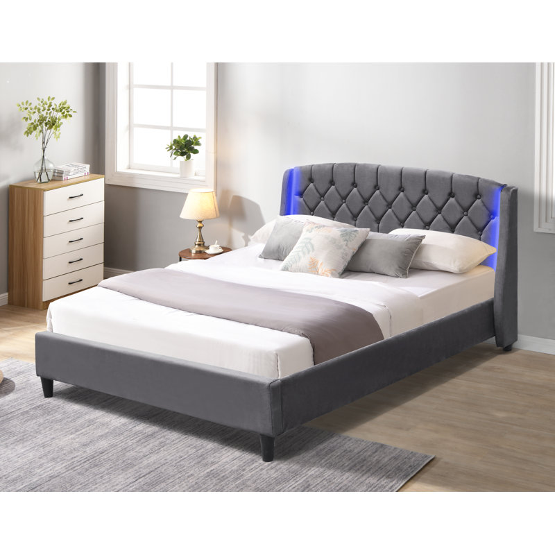 Addalina Upholstered Bed, Grey
