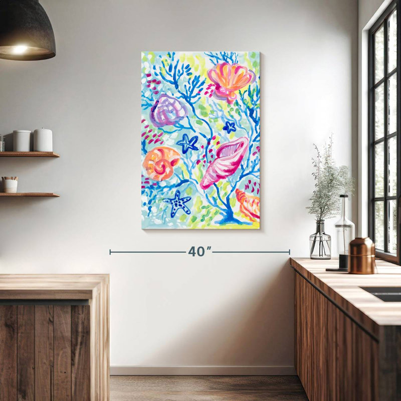 Brampt Seashells In The Coral, 39" H x 26" W