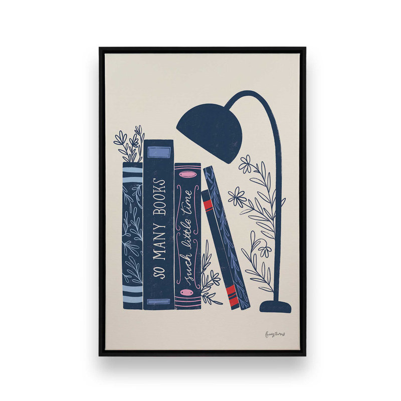 «Bookish Blue I» par Becky Thorns, reproduction d'art sur toile, Noir, Cadre flottant, H 18 po x l 12 po