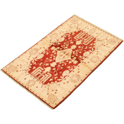 Tapis à main one-of-kind-noué la 2010 chobi gold 2 pi 9 po x 4 pi, laine de 8 po Allahna