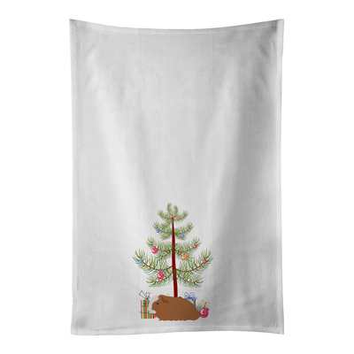 Ensemble de 2 serviettes de cuisine blanches à motif de cochons d'Inde Merry Christmas