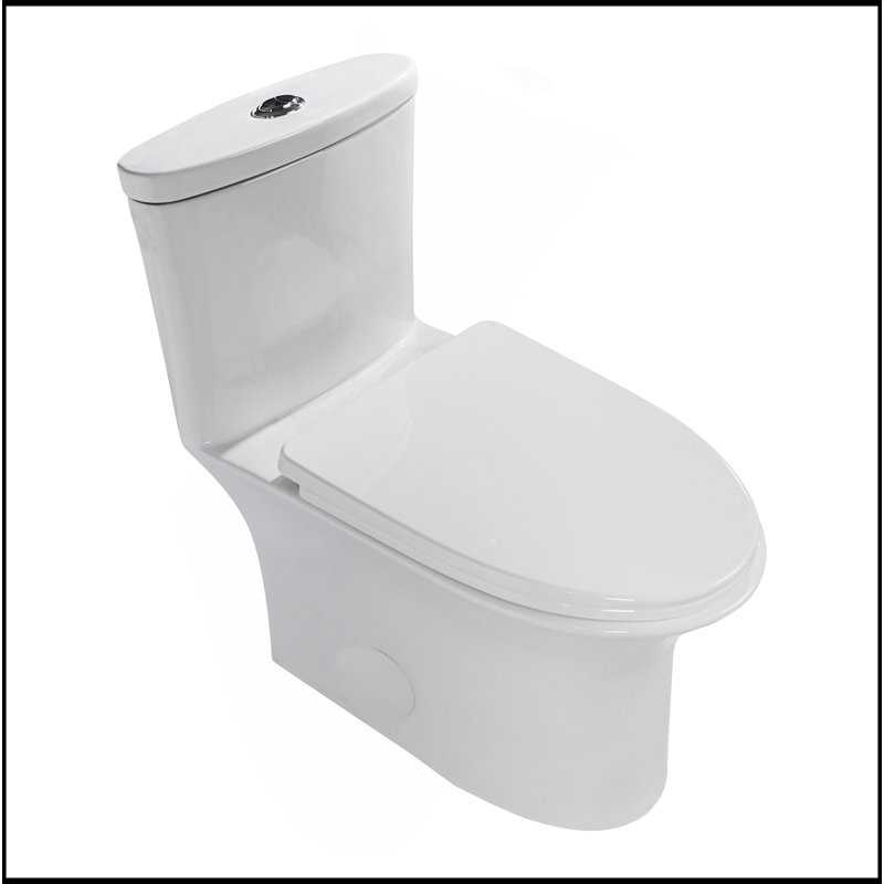 Toilette moderne en céramique une pièce, double chasse avec siège à revêtement doux